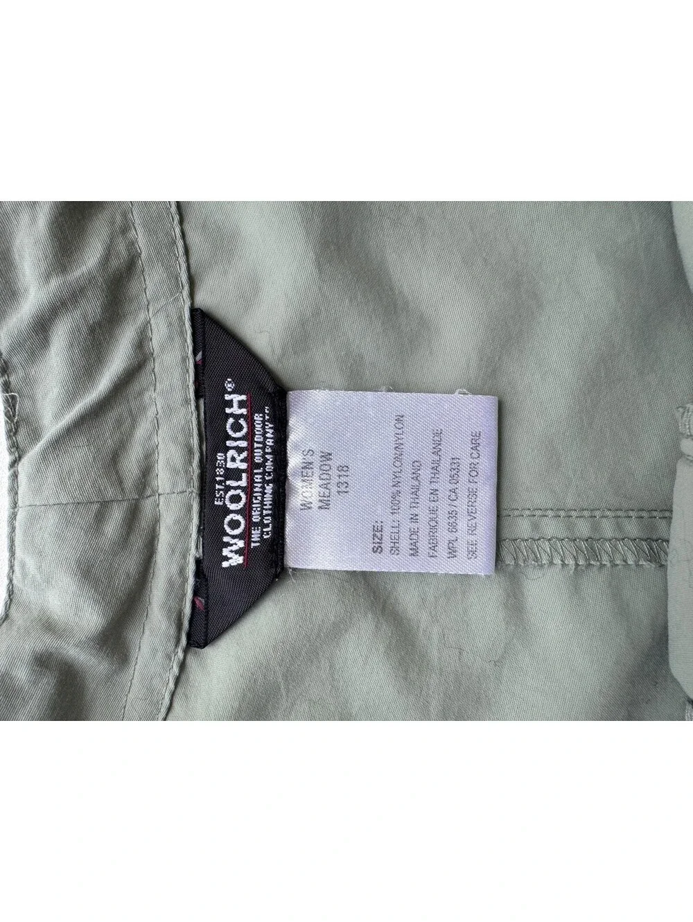 Woolrich Womens Nylon Hiking Shorts Sage Green Outdoor Gorpcore Size Medium